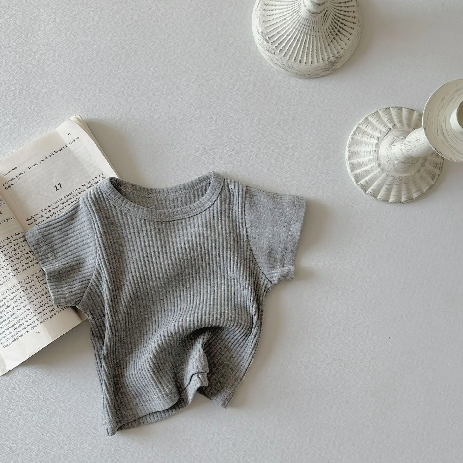 Summer New Baby Short Sleeve T Shirts Cotton Infant Boy Solid Versatile Tees Toddler Girl O-neck Ribbed Bottoming Tops
