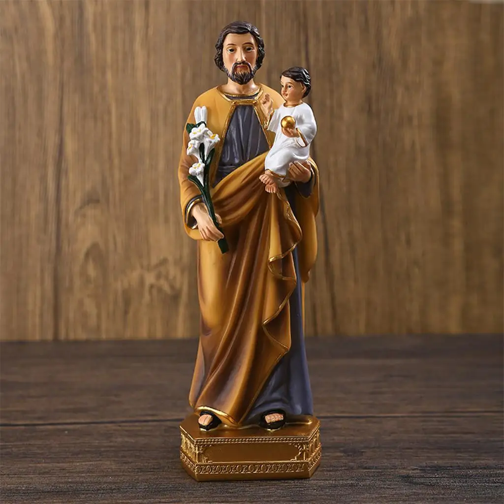 Child Statues Saint Joseph Resin Figurines Sculpture Catholic Religious Decoration Ornaments 8" H