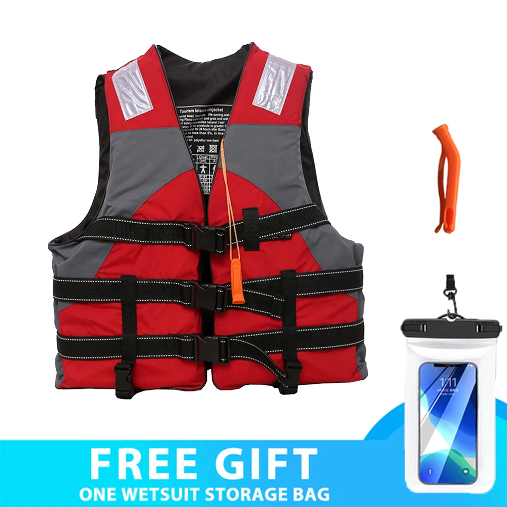 SWROW Life Vest Outdoor Professional Life Jacket Swimming Boating Surfing Rafting Skiing Jacket Water Sport Survival Child Adult