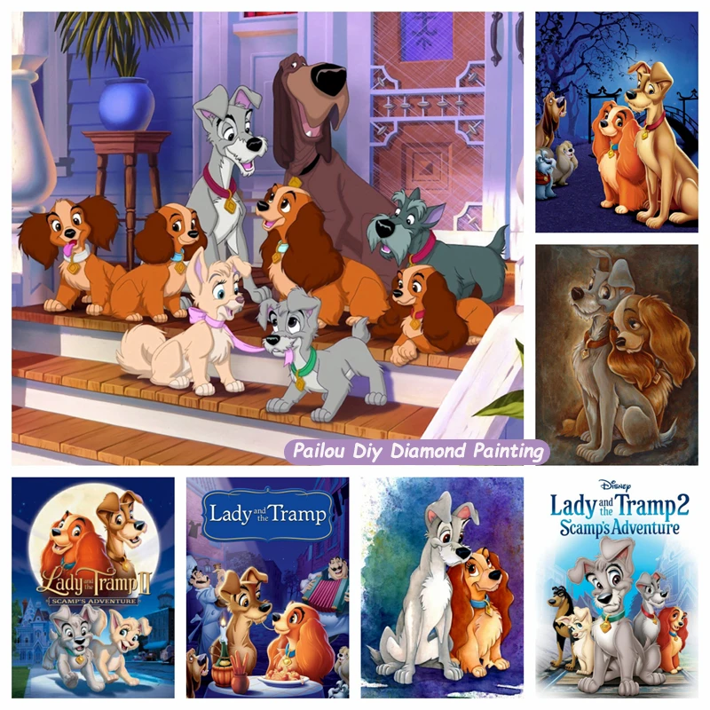 Lady And The Tramp 2Sfam'S Adventure Movie Diamond Art Painting Angel Annette Cartoon Dog Cross Stitch Room Decor Regalo Per Bambini