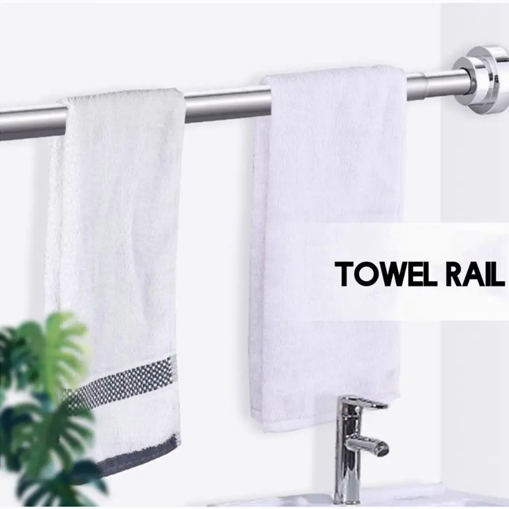 35-80cm Adjustable Stainless Steel Clothes Drying Rack No-Drill Telescopic Pole Curtain Rod for Balcony Bathroom