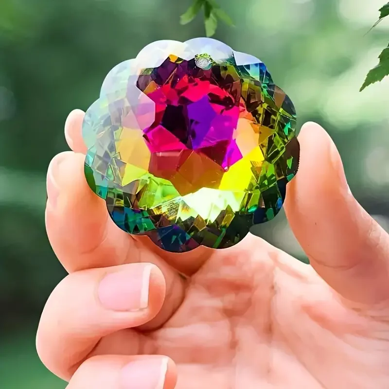 With Rope Colorful Crystal Glass Prism Ball Suncatcher Pendant Home Garden Craft Decoration Valentine's Day Mother's Gift 1 Pc