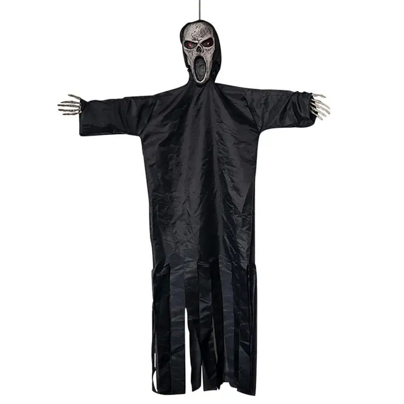 

Привидения украшения для дома с голосовым управлением, крик, пугалки, украшения с блестками-вверх глаза, страшный призрак, черный свисающий