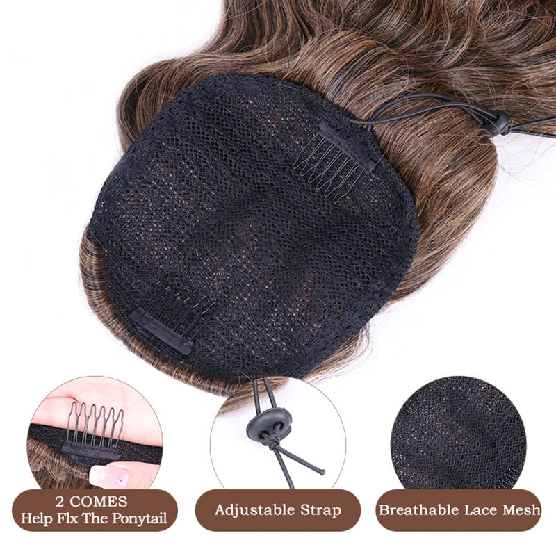 Julianna Synthetic Curly Ponytail for Black Women Drawstring Long Natural Wave Hairpiece Ponytail Extensions Heat Resistant Hair