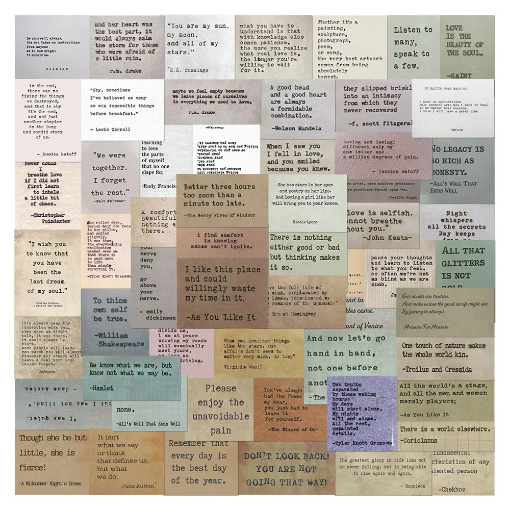 10/30/60pcs Retro Motivational Phrases Vintage Stickers Inspirational