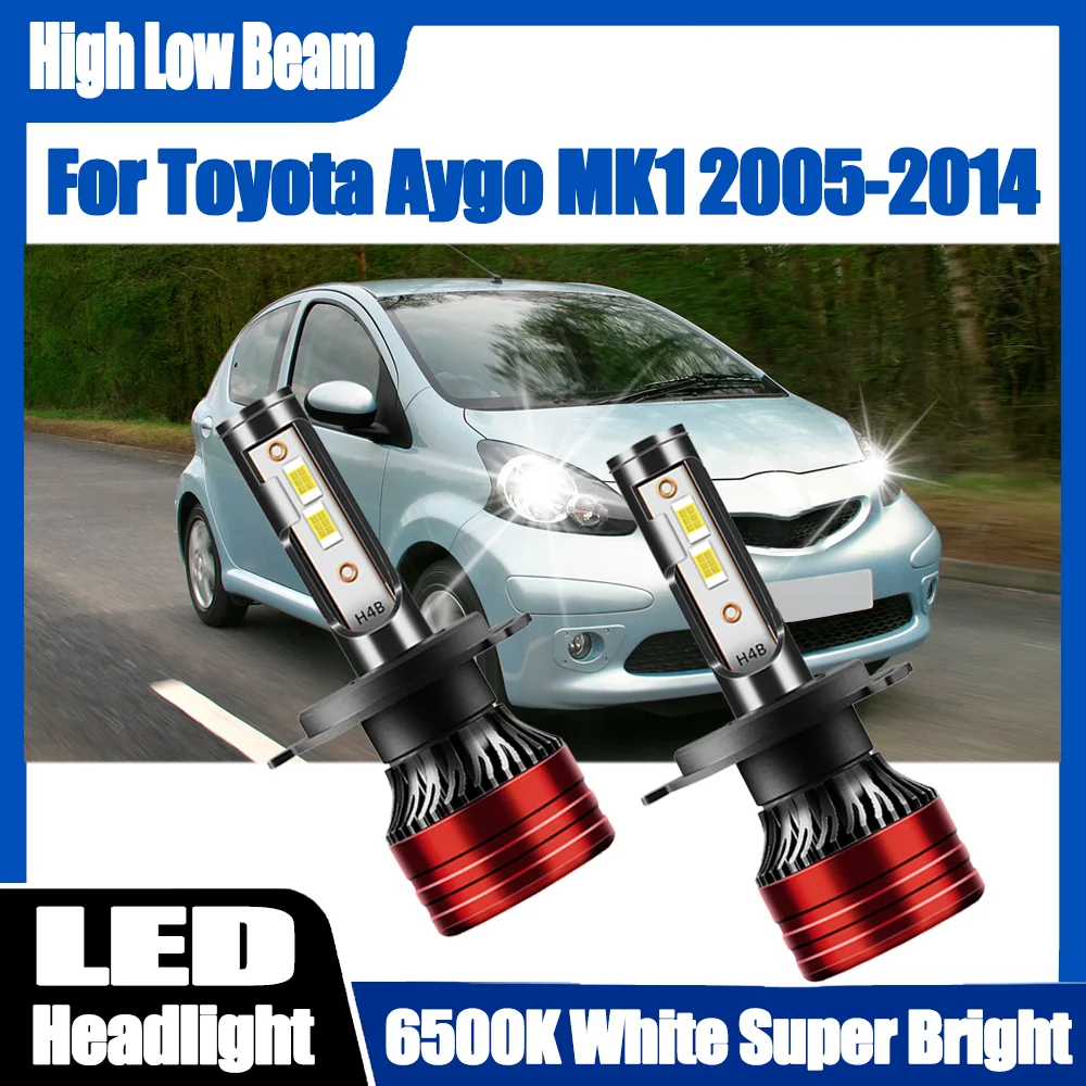 Canbus 오류 없음 120W 헤드라이트 자동 조명 H4 고루멘 램프 LED 가장 밝은 업그레이드된 CSP 칩 (도요타 아이고 MK1 2005-2014용)