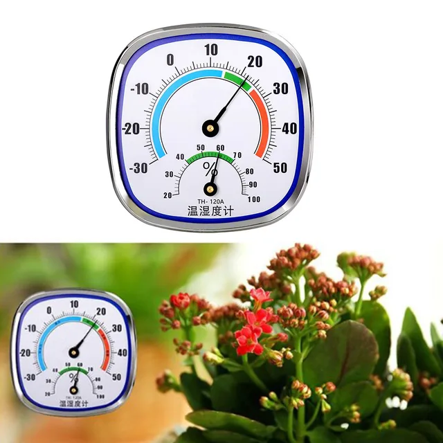 Hygrometer Thermometer Outdoor Temperature -30 - 50℃ 120x120x23mm 20 - 99%RH ABS Gauge Glass Lens No Battery Required 3