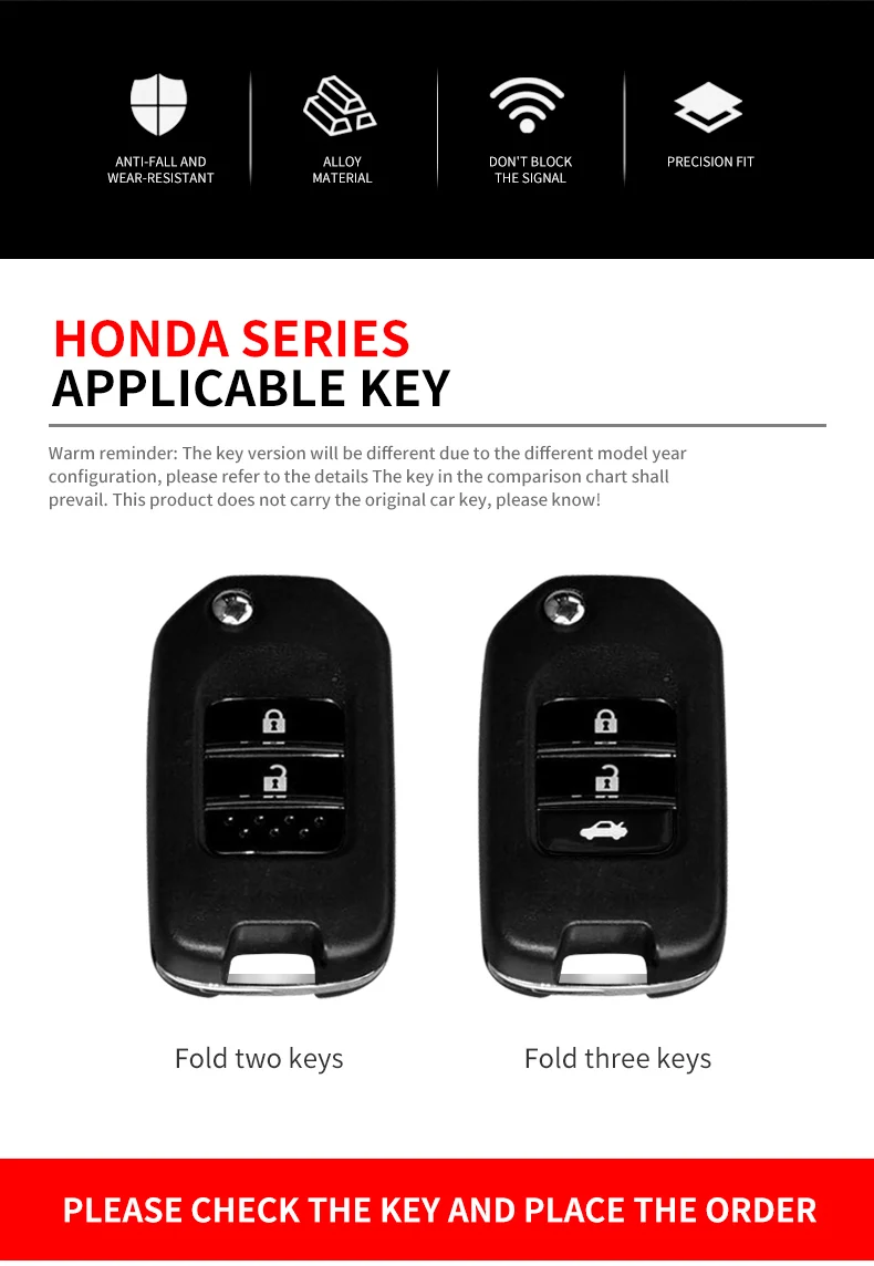 Custodia per chiave a distanza per auto in metallo Shell Fob per Honda Civic CRV CR-V HRV Accord Crider Odyssey Fit Pilot Protector Bag accessori - S7300ef7b9dc04ec99e5e892b25d2749ar