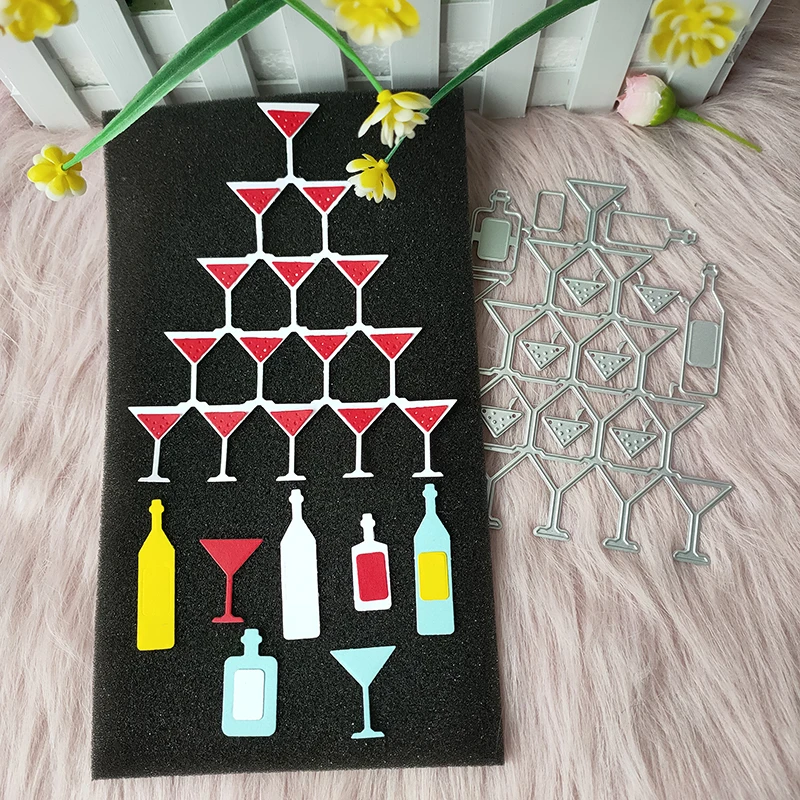 

New Wine glasses Glasses metal cutting die mould scrapbook decoration embossed photo album decoration card making DIY