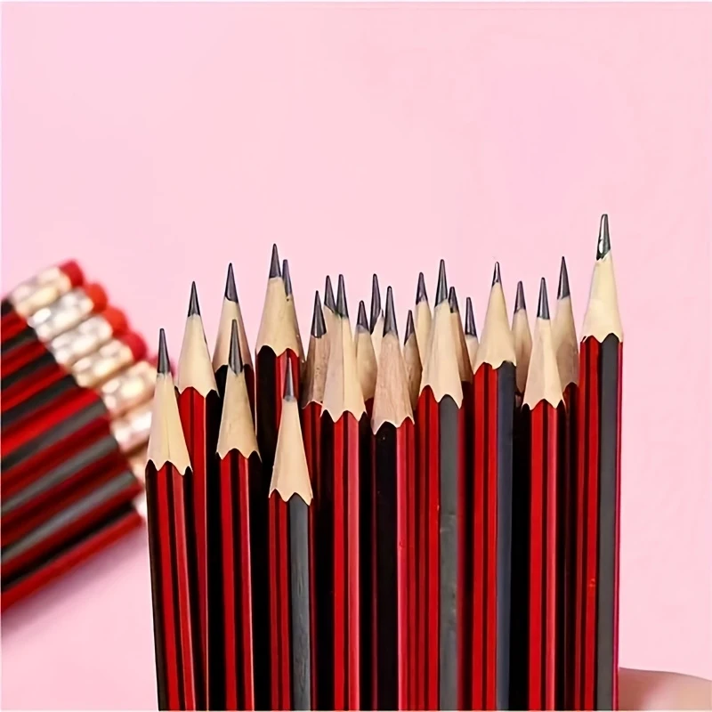 High-Quality Poplar Wood HB Pencils with Erasers - Ideal for Writing, Drawing, and Sketching