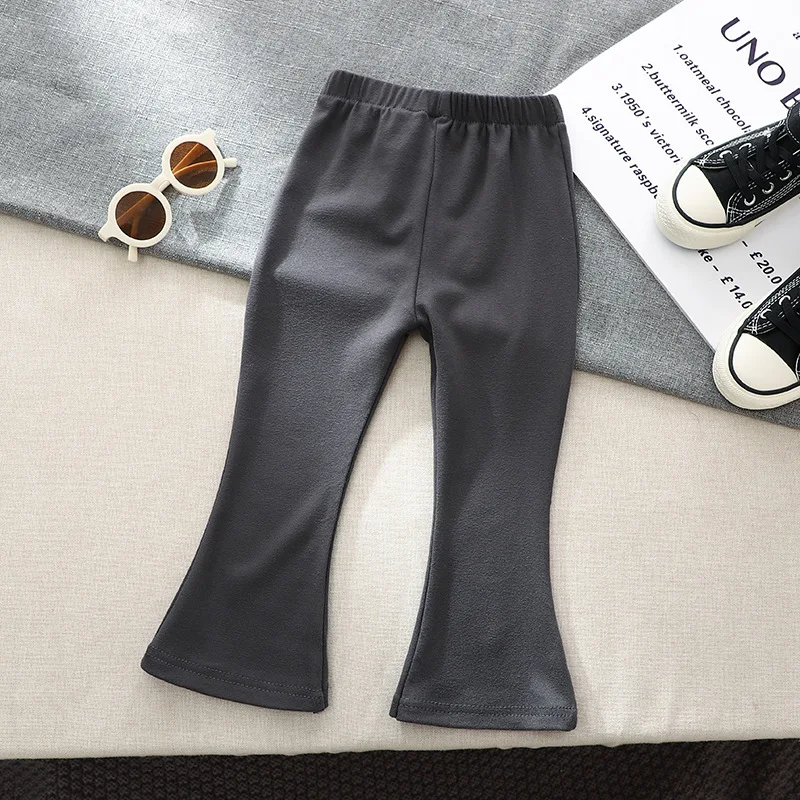 Spring Autumn Baby Girls Pant Korean Version Children Flared Pants 1-6Year Kid Leggings Solid Fashion Boot Cut 3