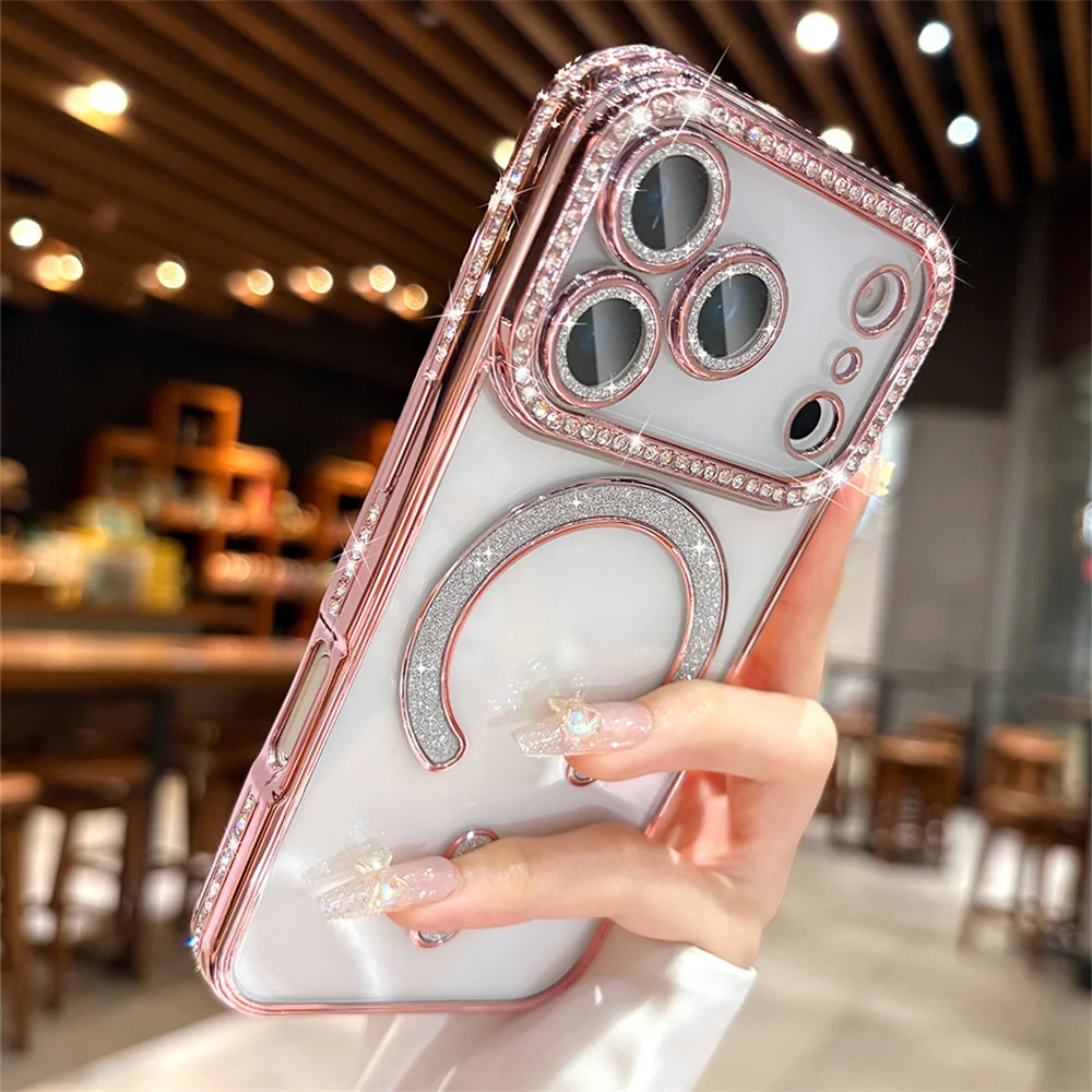 Luxury Glitter Diamond Bling Magnetic Shockproof Clear Case