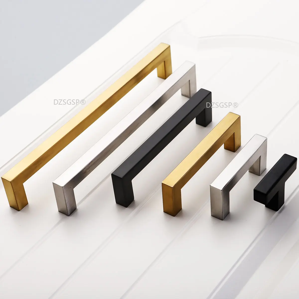 Stainless Steel  Square Handl For Modern Furniture Silver Black Gold Furniture Handles kitchen cabinets handle  knobs and handle