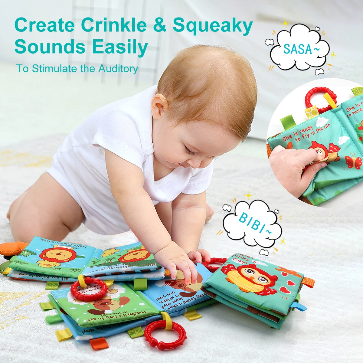 Animal Cloth Book Soft Story Book 0-36 Months Baby Early Education Toys Cartoon Animal Rustle Sound Baby Quiet Book Toys Gifts 5