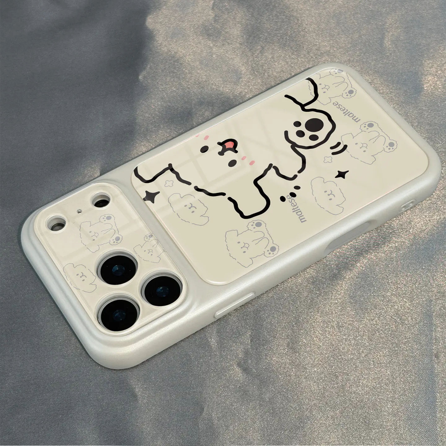 Minimal Line Dog Design Shockproof Bumper Phone Case, Dual-Layer Protection