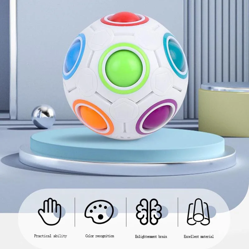 Magic Rainbow Puzzle Ball Cube Speed Ball Fun Stress Reliever Fidget Ball Toy Christmas Stocking Stuffers for Kids And Adults 3