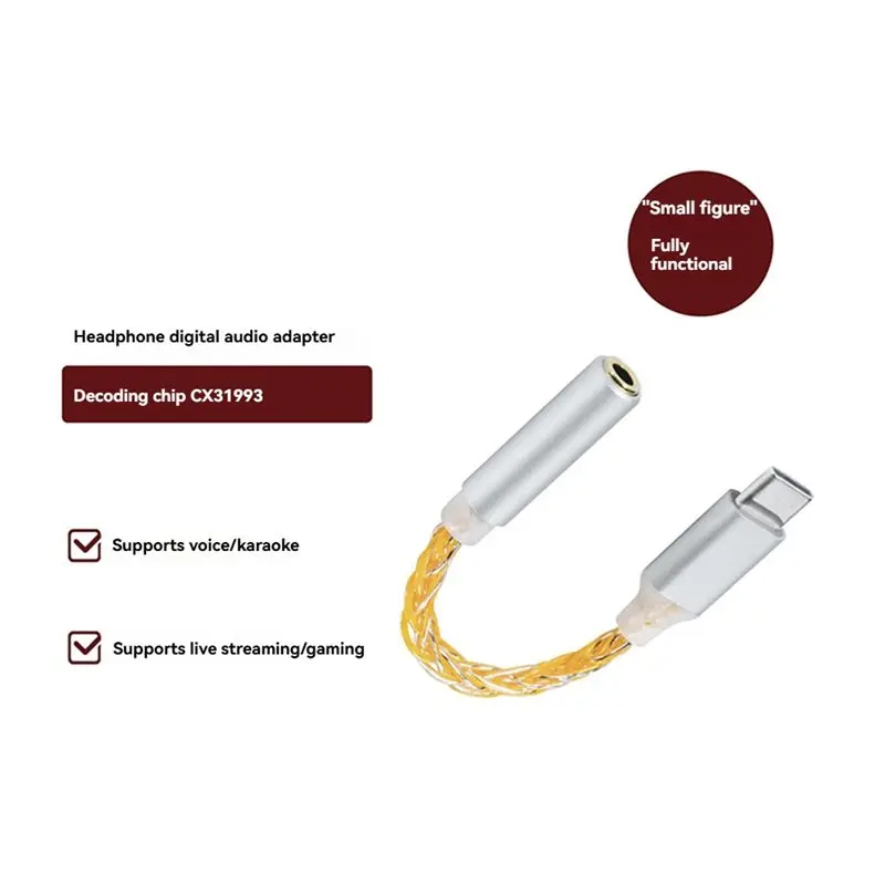 AU61-JM6 디지털 오디오 디코딩 DAC Type-C 3.5Mm CX31993 휴대용 앰프 Hifi 모바일 USB Type-C 3.5Mm 어댑터 A