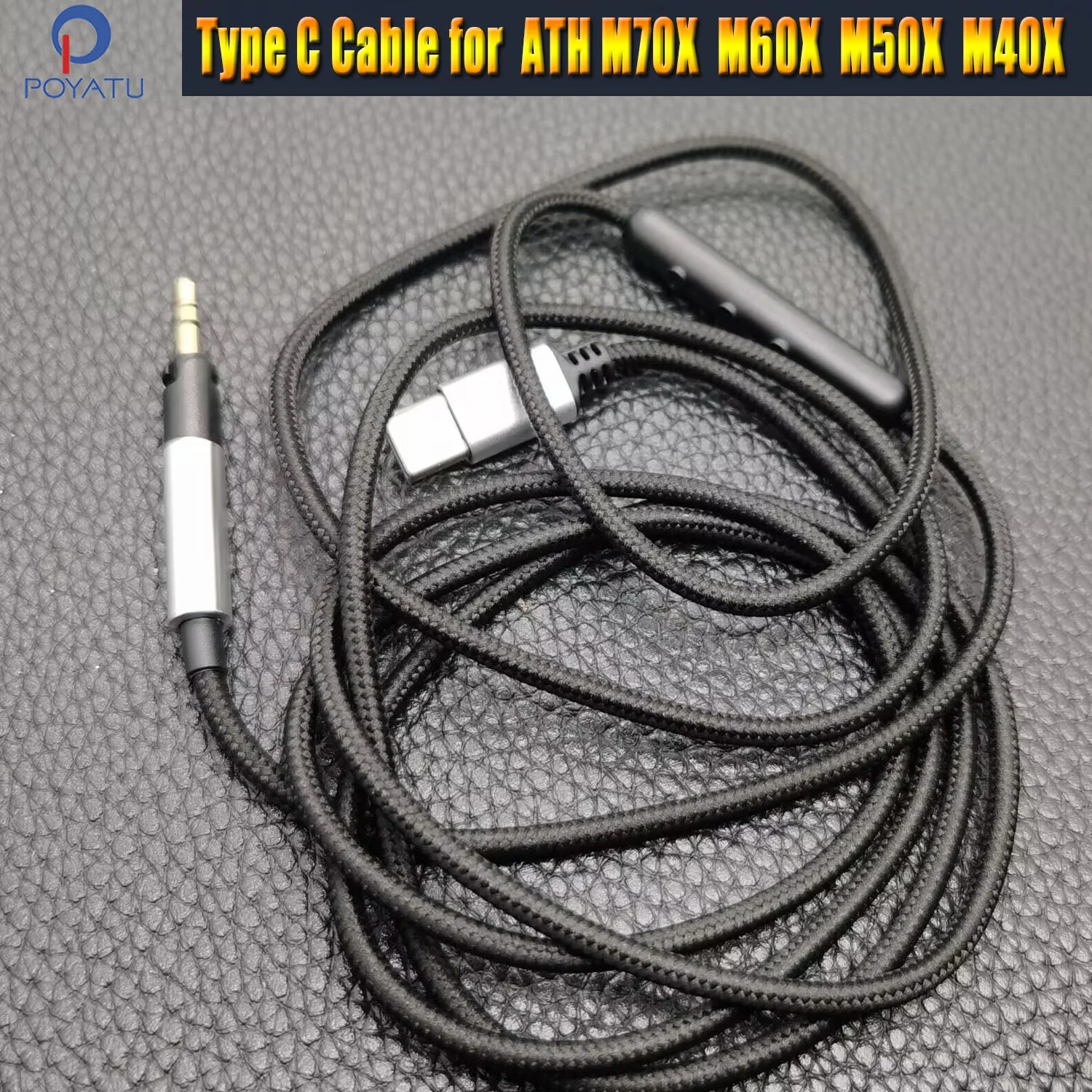 Type C Audio Cable for Audio Technica ATH-M70x ATH-M60x ATH-M50x ATH-M40x M50x M40x Headphone Cord With Mic Remote