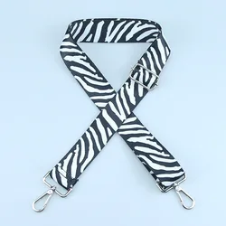 Elegant Black and White Embroidered Nylon Bag Strap for Women - Adjustable Crossbody and Shoulder Accessory (B - silver)