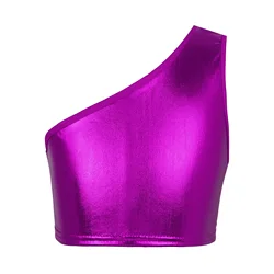 Kids Girls And Boys Jazz Dance Costumes Ballet Dancewear Sleeveless Shiny Metallic Vest Crop Top Performance Tops Dance Clothing