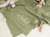 Personalized Knitted Blanket for Baby Boy Or Girl Soft Breathable Embroidered Name Blanket Baby Shower Stroller Birthday Gift 4
