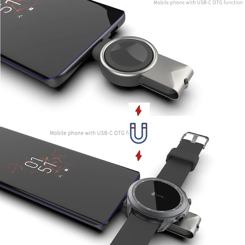 Portable Wireless Charger For Galaxy Watch 4 Power Bank For Samsung Galaxy Watch 3 Active 2 1 Magnetic USB-C Charger Dock
