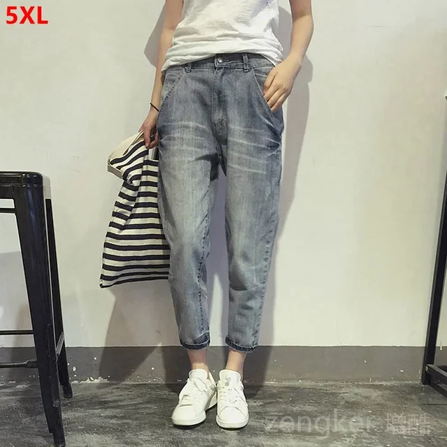 Plus size jeans stretch new Korean style trousers plus size women's clothing jeans woman streetwear 3XL 4XL 5XL 6XL 1