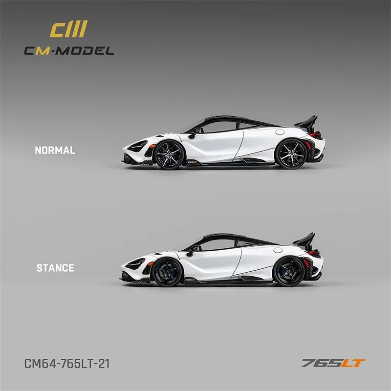 CM MODEL 1:64 765LT White with carbon hood White Diecast Model Car 2