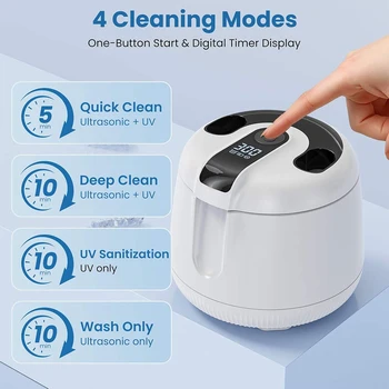 KUNPHY Ultrasonic Retainer Cleaner Machine 48kHz Dental Cleaning Pod for Dentures Aligners Mouth Guards Toothbrush Heads Jewelry 1