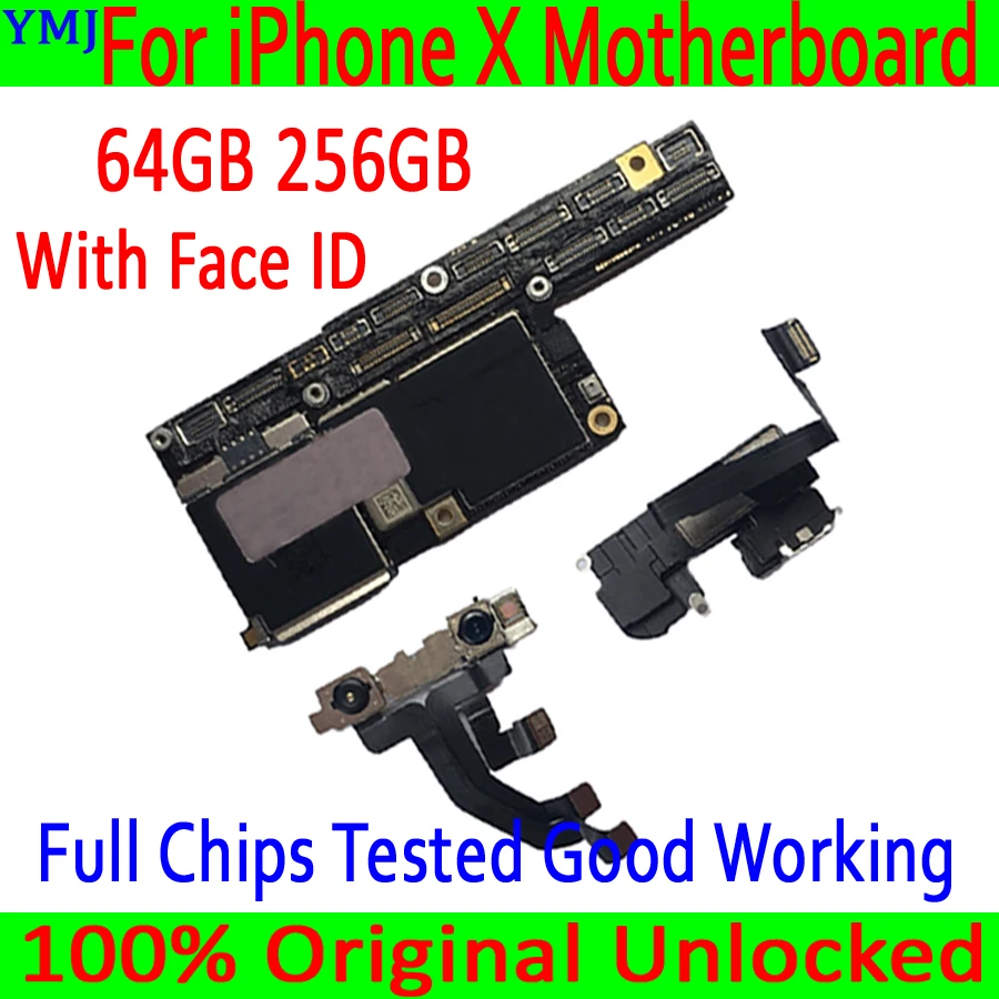 

Full Unlocked For iphone x Motherboard 64GB 256GB 100% Original For iphone X Mainboard No icloud Logic boards Good Tested
