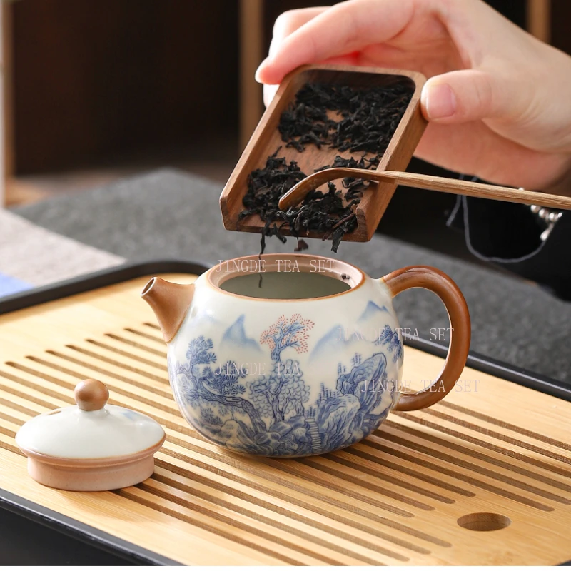 220ml capacity ceramic Ru kiln Xi Shi teapot for home brewing Chinese Kung Fu tea set high-end brewing teapot