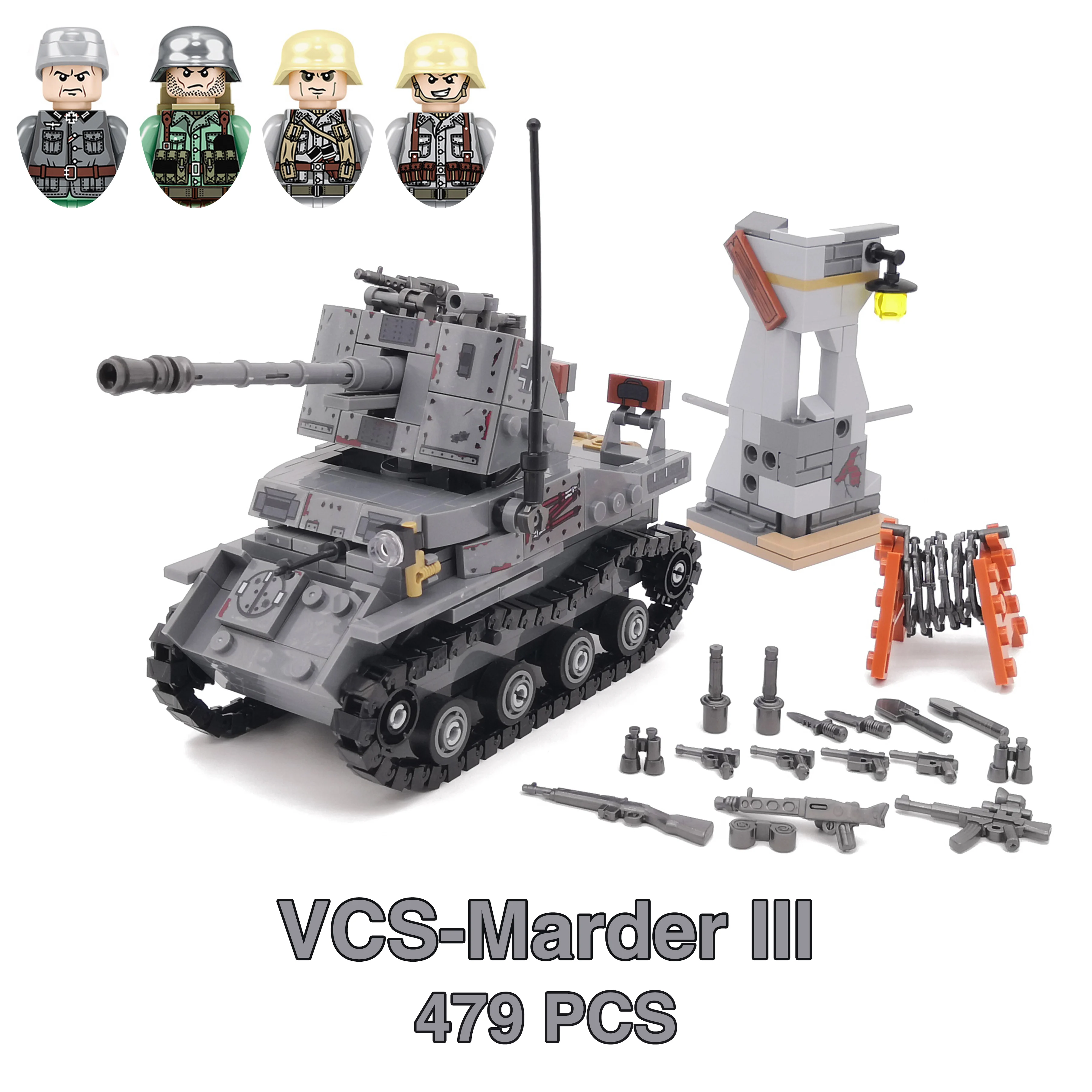 Military Tank T34 Sherman Panzer IV Fighter Sluban Figure WW2 War Army Weapon Model Building Block Brick Children Kids Gift Toys