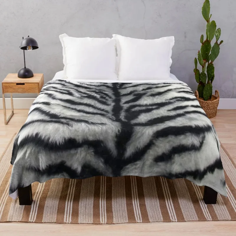 

White T-iger Print Animal Skin Throw Blanket manga For Sofa Thin Thin Blankets