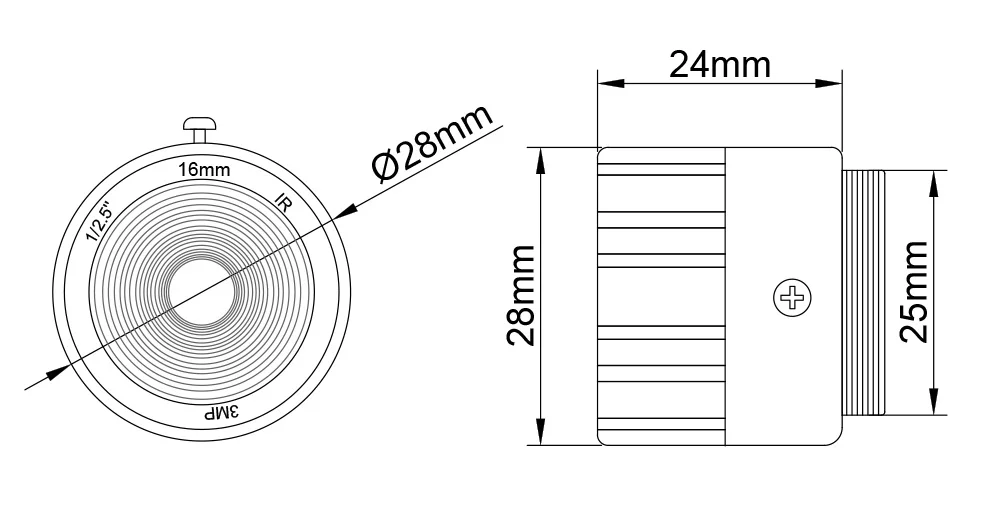 12/16/25mm CS Mount Lens 1/2" 1/2.5" Image Format CCTV Camera Lens With Narrowba