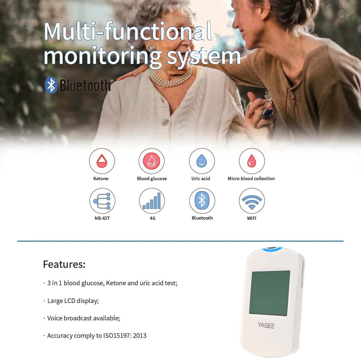 Blood Sugar Uric Acid Blood Ketone Three-in-one Multifunctional Glucose Meter blood glucose monitor blood test meter blood ketone meter