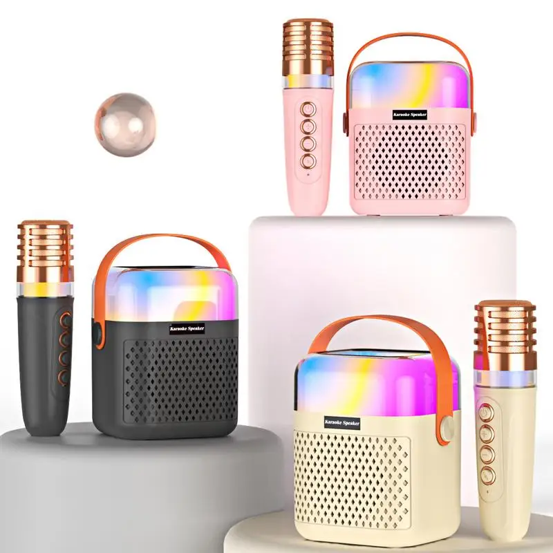 Boy Karaoke Machine Small Karaoke Singing System Portable Outdoor Speaker Singing System With 2 Wireless