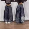 American Style Retro Hiphop Loose Wide Leg Casual Jeans Straight Cut Loose Fit Spring New Arrival Hip Hop Trend Brand