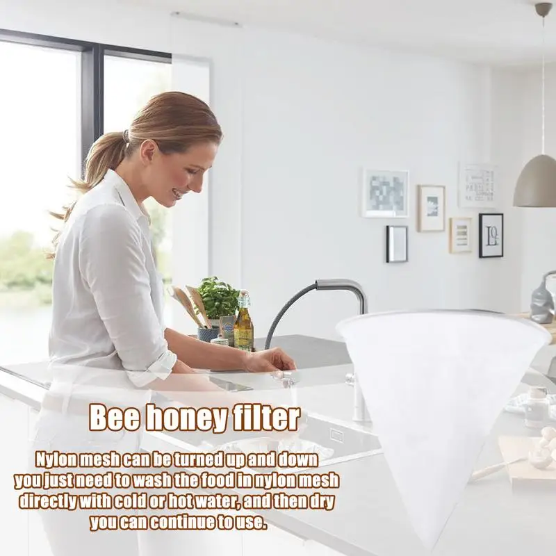 

Nylon Honey Filter Honey Flow Sieve Funnel Cone shaped Mesh Impurity Filter Cloth Fiber Precision Screener Beekeeping Tools