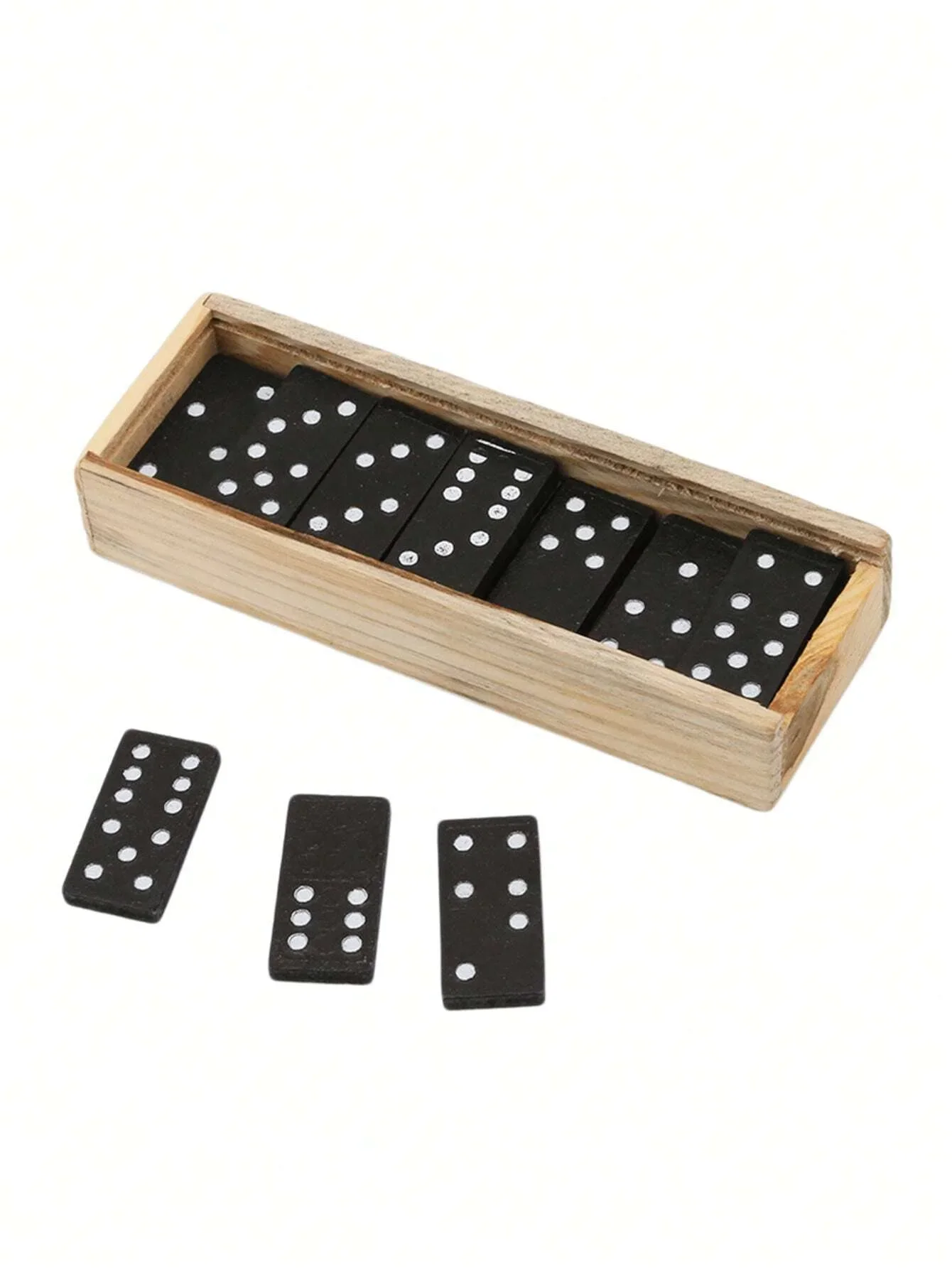 28 Pieces Of Black Domino Wooden Box With Black Domino Wooden Board Game Teaching Aids Party Game Children's Gift 2