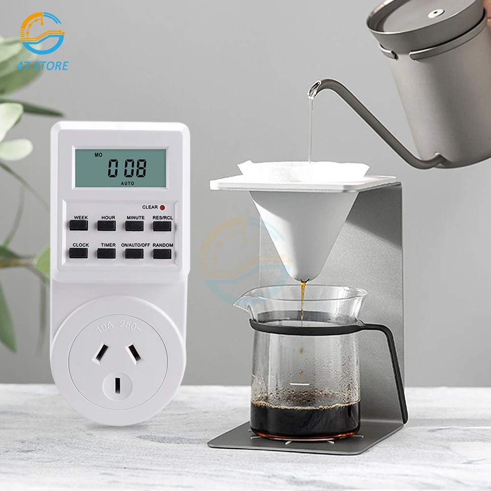 US AU UK EU Plug Digital Weekly Programmable Electrical Wall Plug-in Power Socket Timer Switch Outlet Time Clock 220V 110V AC 3