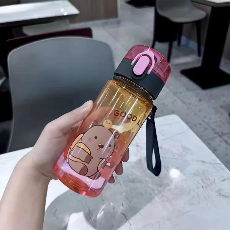 בקבוק מים לילדים בנפילת קפיברה קרטון פלסטיק כוס קשת ויד עם נפח מים גדול חבל נייד לחוץ