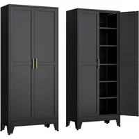 Kitchen Pantry Storage Cabinet with Doors and Adjustable Shelves, Metal ClosetMaid Food Pantry Cabinets, Freestanding Cupboard 1