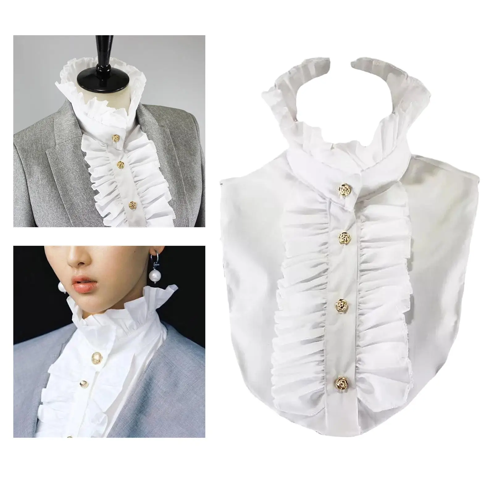 

Detachable Women Cotton Ruffle Lapel Half Shirt Blouse Sweater False Fake Collar