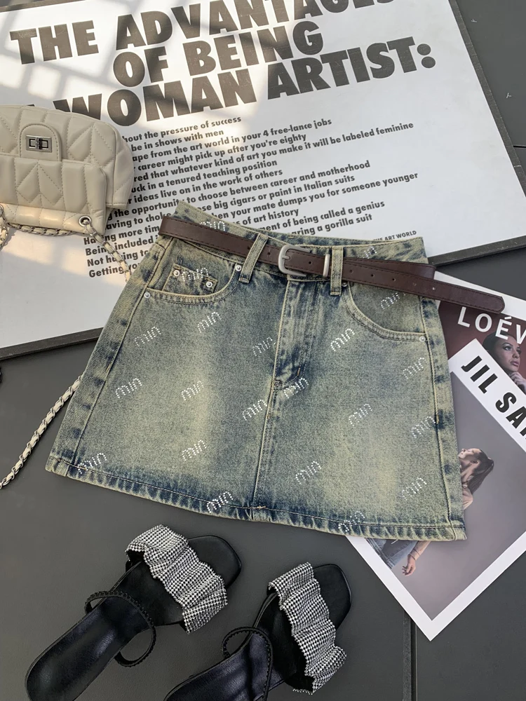 

Skirts Aesthetic Grunge High Waist Jeans A-line Skirt Alt Clothes Y2K Vintage Women Korean Blue Casual Mini Short Denim