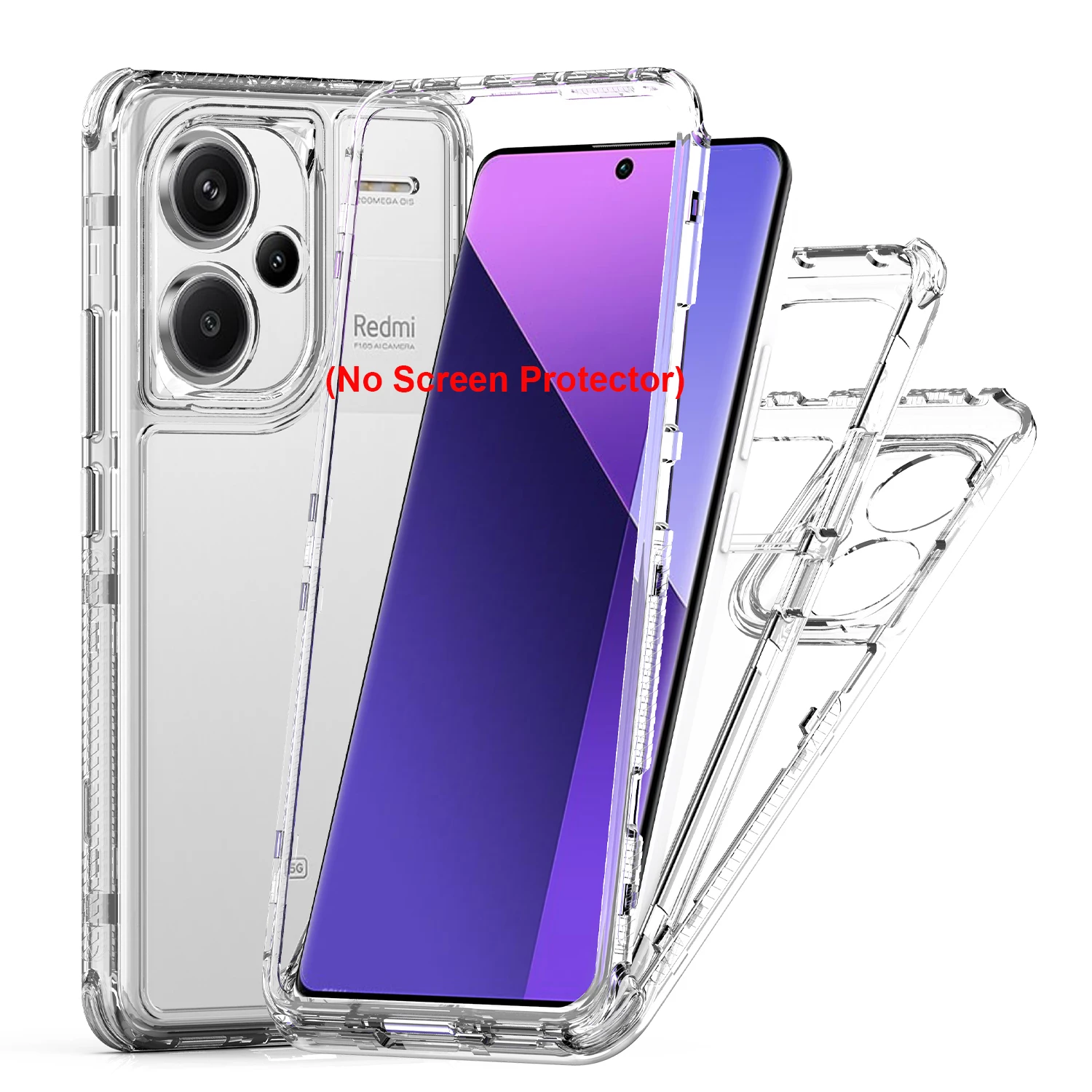 Rugged Shockproof Clear Back Case with Hard Plastic Frame