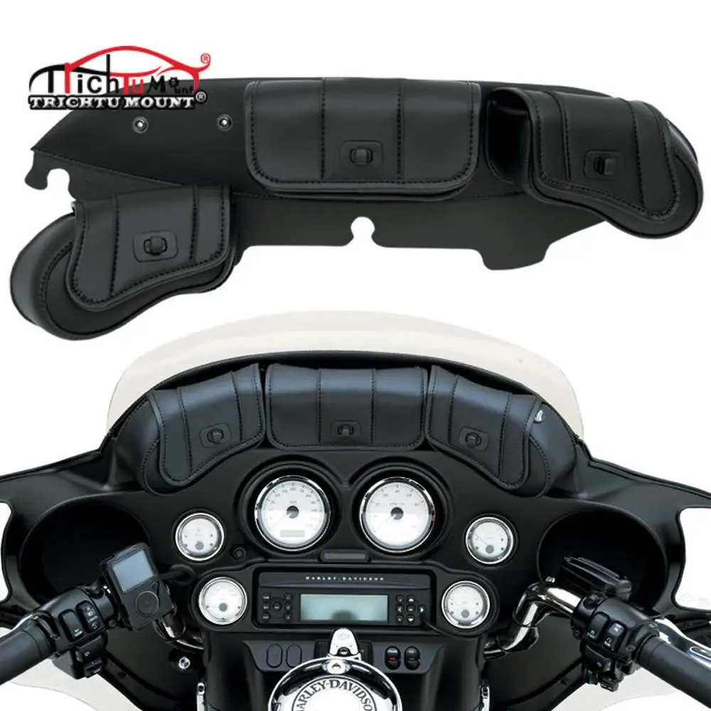 

New Windshield Bag Saddle 3 Pouch Pocket Fairing For Harley Touring Electra Street Glide Road King FLHT FLHTC FLHX