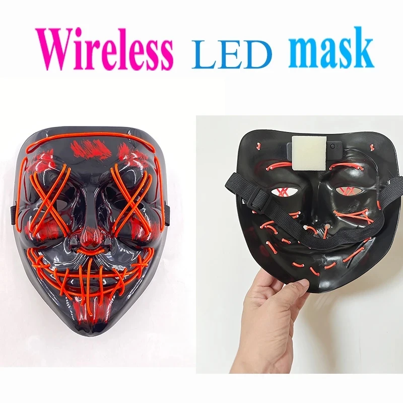 Halloween Led Mask Light Up Scary Mask And Gloves Cosplay Costume Luminous Purge Glowing In Dark Night Disguise halloween mask party masks horror mask
