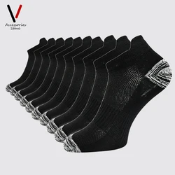 10 Pairs Summer Men Cotton Sports Ankle Socks Breathable Low Cut Tab with Arch Support Mesh Casual Short Sock Big Size EUR 43-48