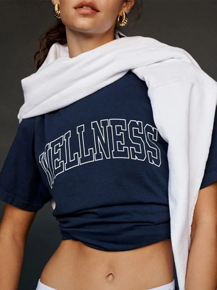 

Letter Graph Casual Women Tshirts Round Neck Short Sleeve Spring Summer Tops Vintage Casual Female T-shirts 2024 Woman Clothing