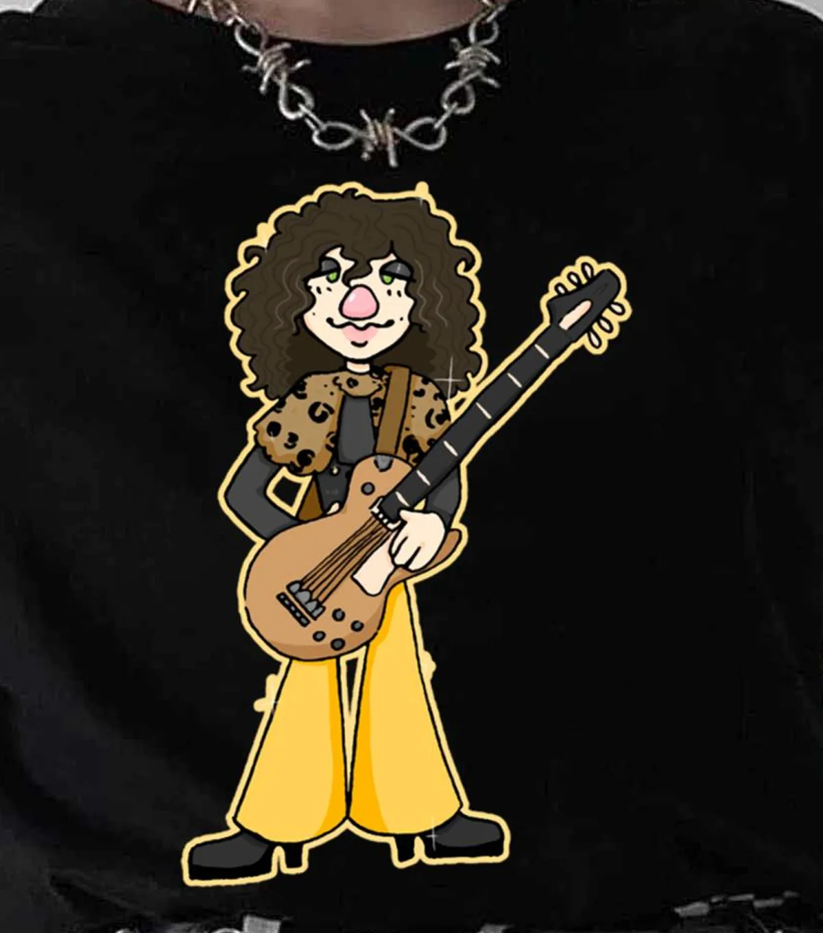 Marc Bolan T Rex T-Shirt Caricatura Nera Tutte Le Taglie Da S A 5Xl Ta4281 Maniche Lunghe